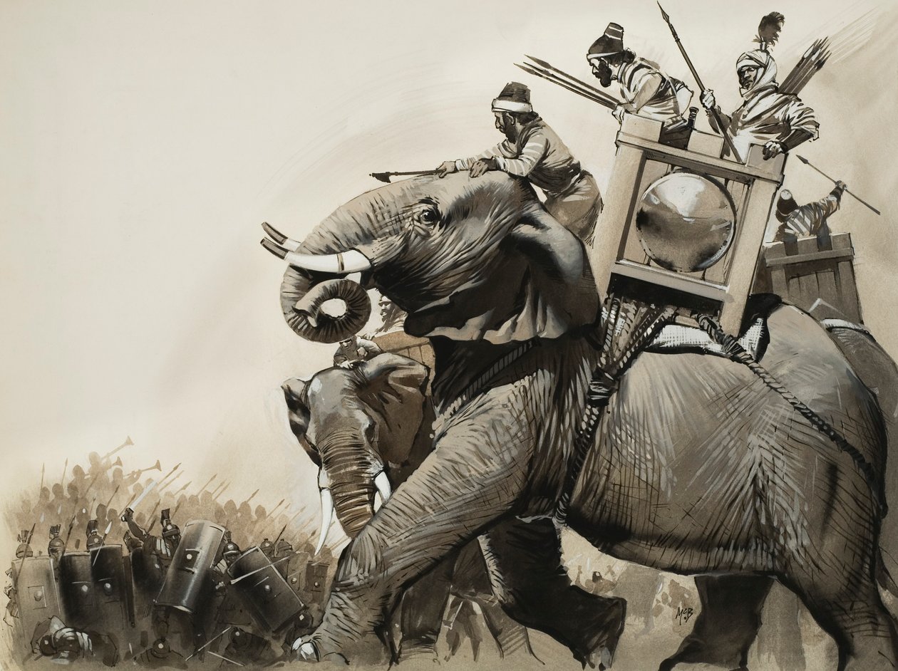 A zamai csata i.e. 202-ben (gouache, papír) alkotó: Angus McBride