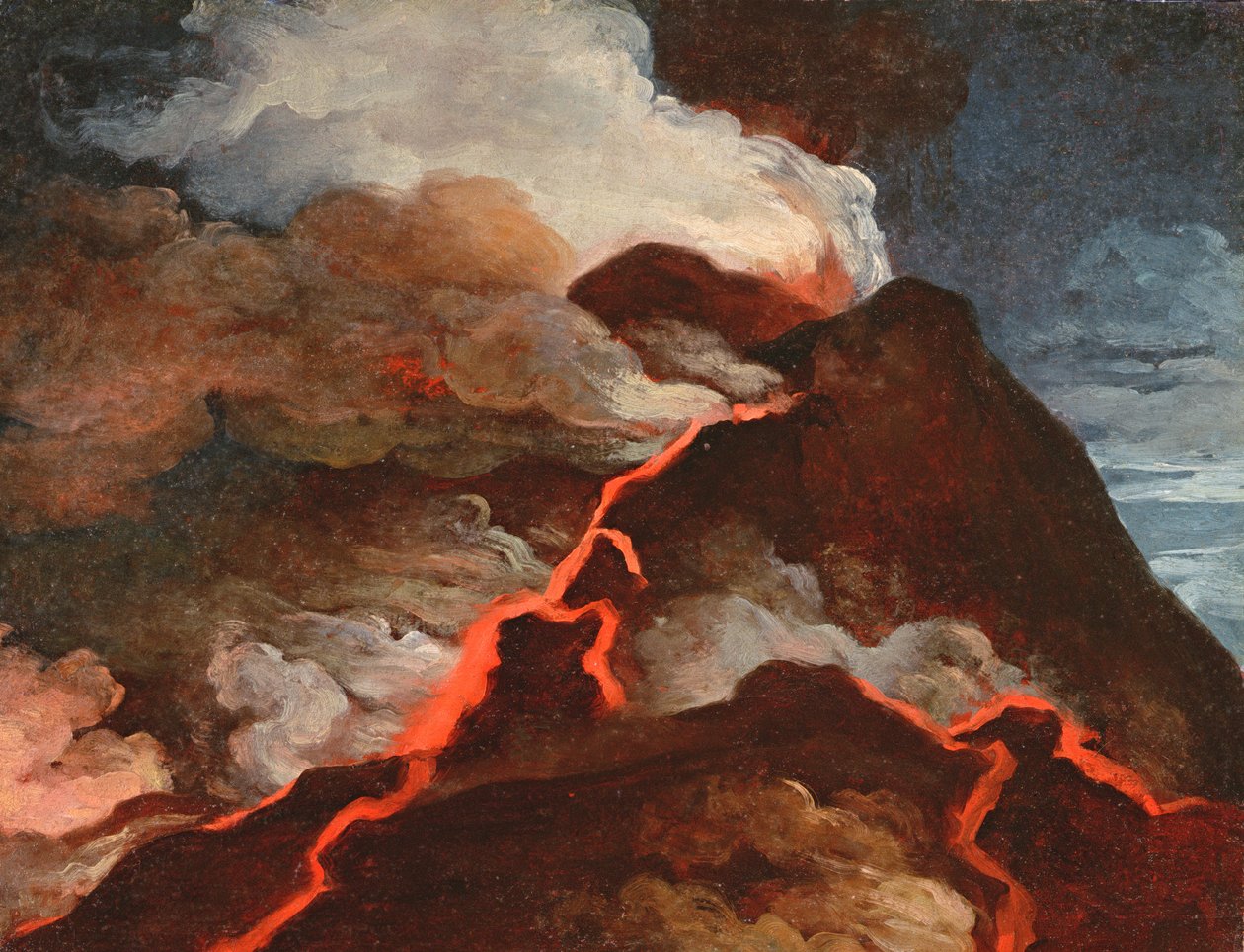A Vezúv kitörésében, 1772 (olaj, papír) alkotó: Anicet Charles Lemonnier