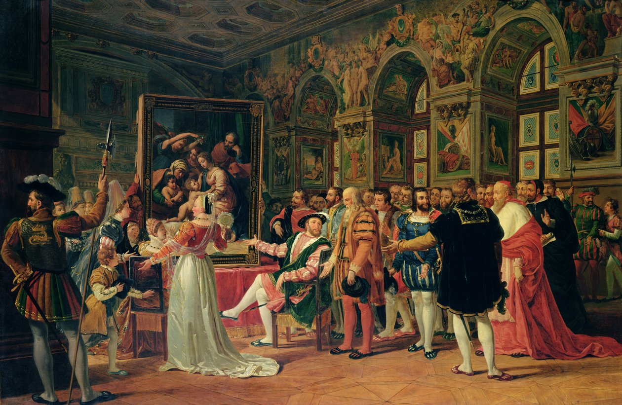 I. Ferenc (1494-1547) átveszi Rafael festményét a Szent Családról alkotó: Anicet Charles Lemonnier