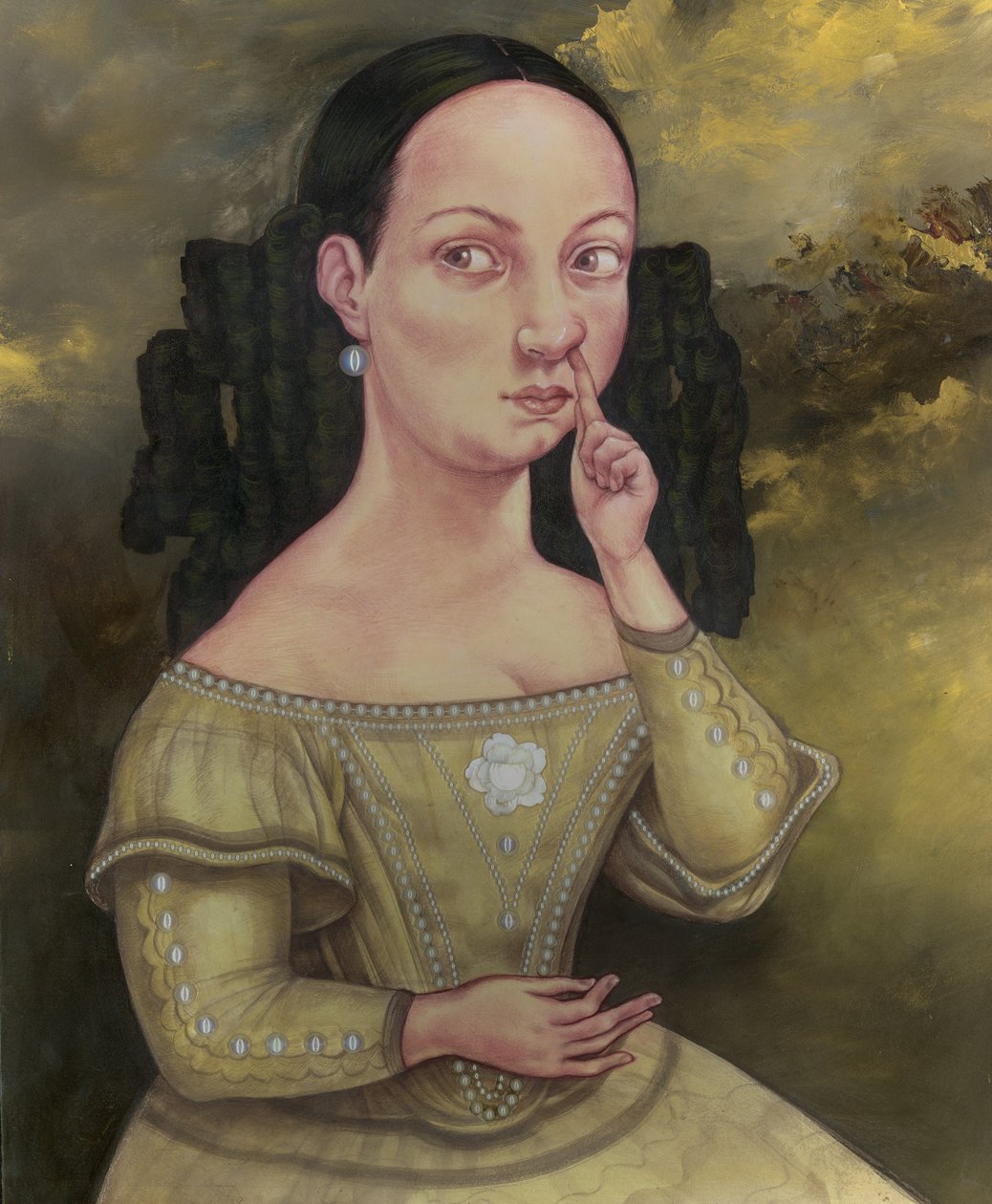 Lady With Nasal Issues, 2018 (akrilfesték illusztrációs táblára) alkotó: Anita Kunz