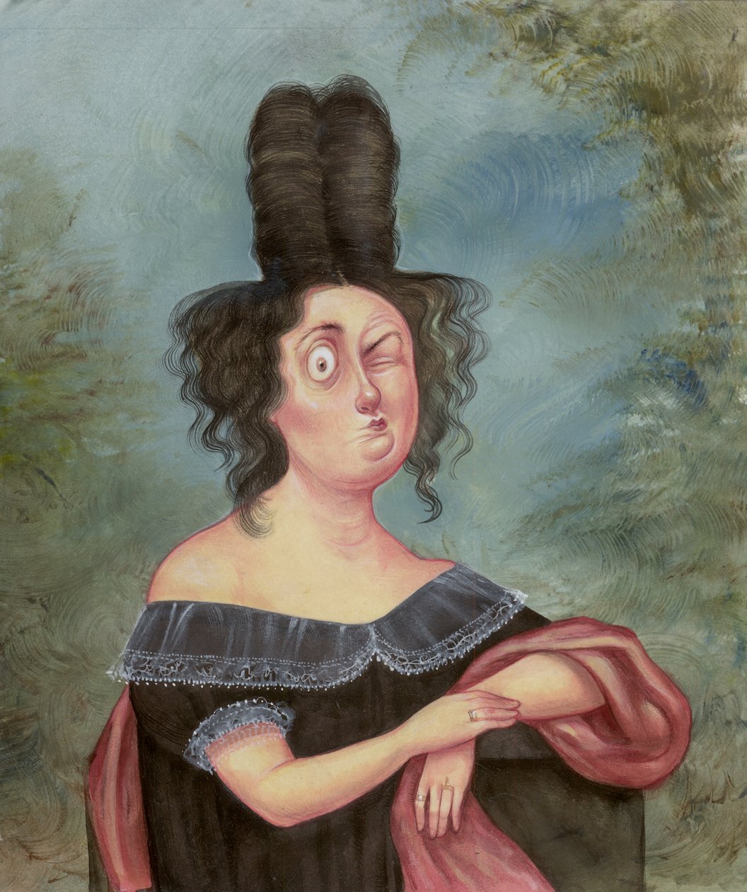 Portrait Of A Dubious Woman, 2018 (akrilfesték illusztrációs kartonra) alkotó: Anita Kunz