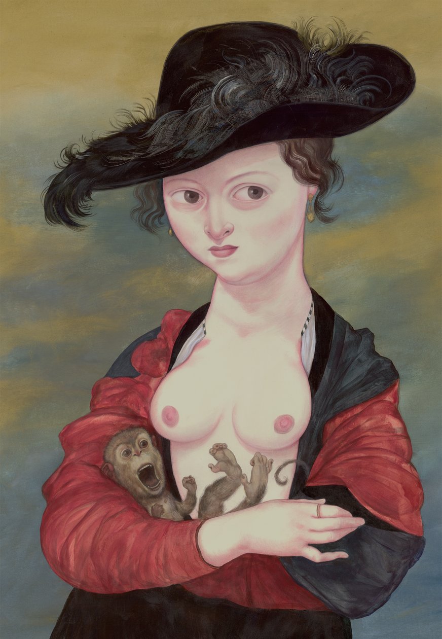 Portrait Of A Lady With A Titi, 2016 (akrilfesték, illusztrációs karton) alkotó: Anita Kunz