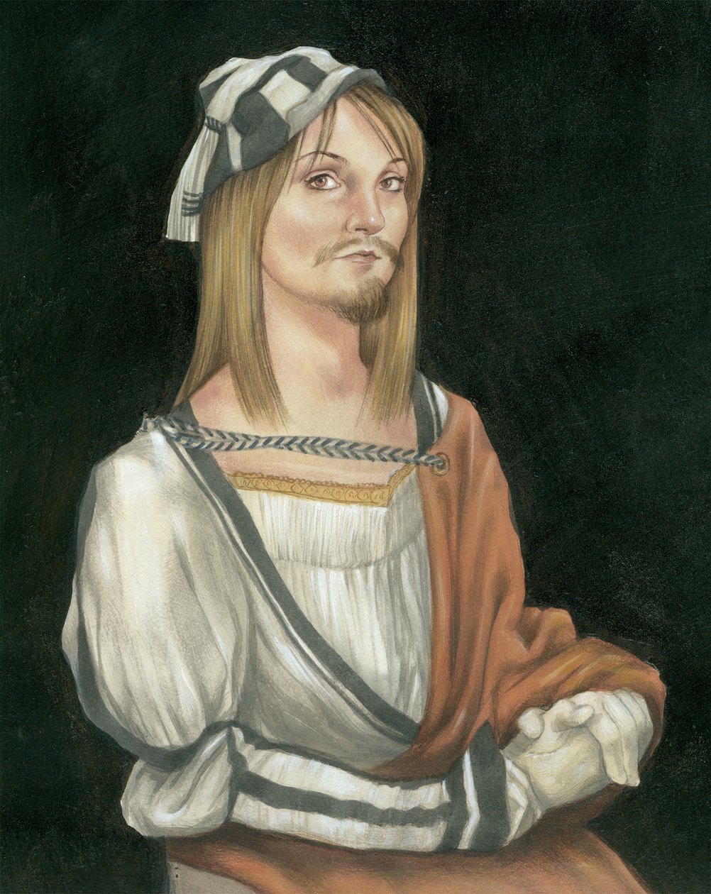 Önarckép arcszőrzettel, 2011 (akrilfesték illusztrációs kartonra) alkotó: Anita Kunz