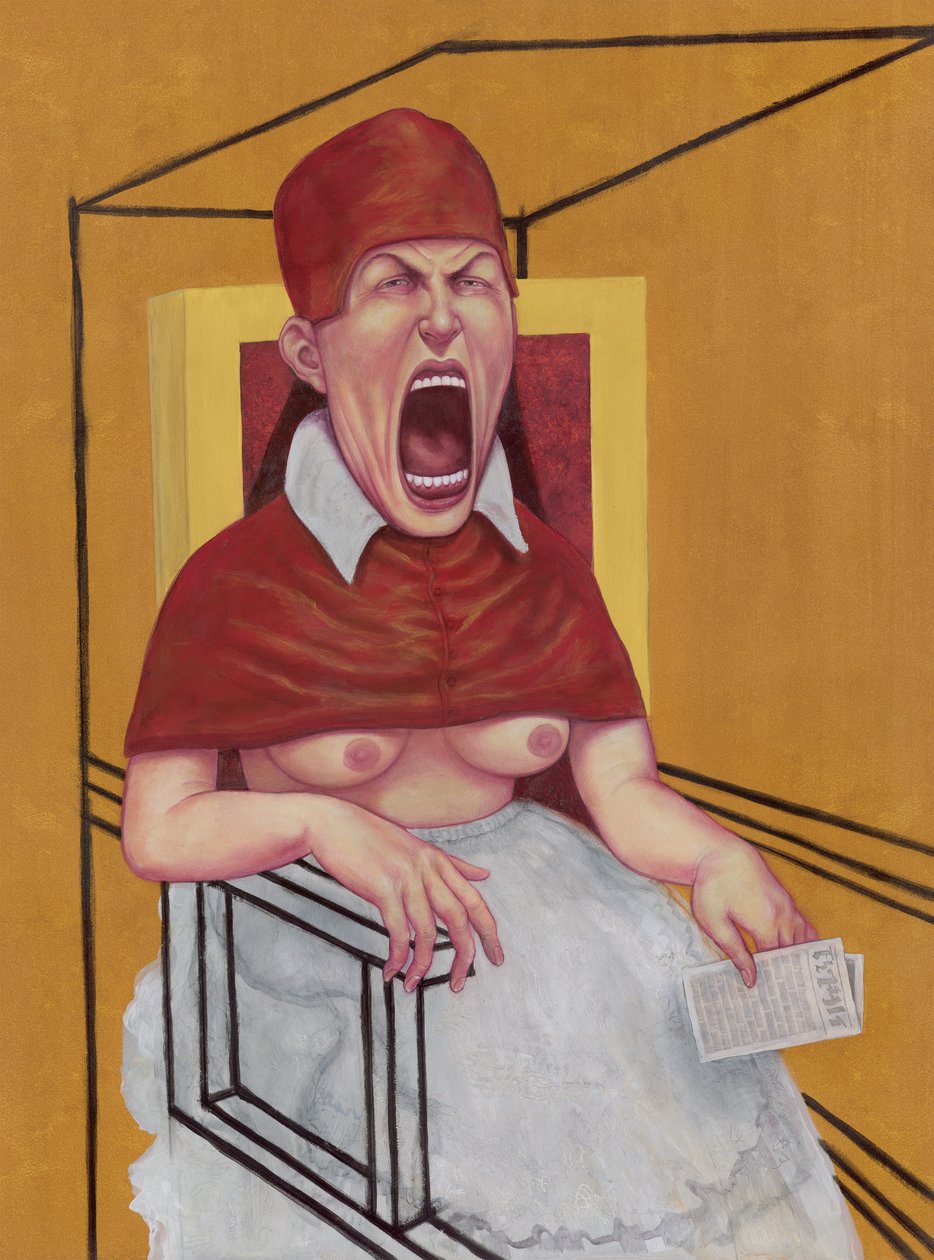 Tanulmány Innocenta XX után, 2016 (akrilfesték illusztrációs kartonra) alkotó: Anita Kunz