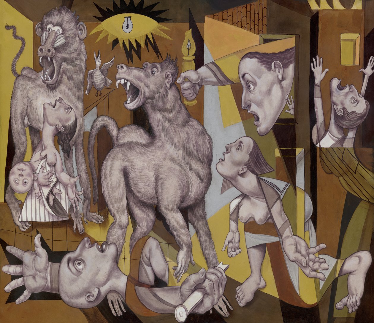 A Guereza Guernica, 2018 (akrilfesték illusztrációs kartonra) alkotó: Anita Kunz