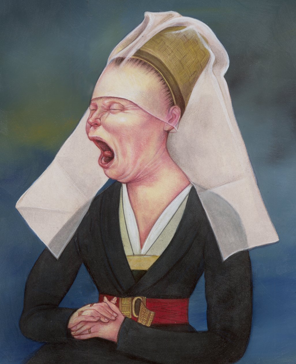 Woman Being Mansplained, 2018 (akrilfesték illusztrációs kartonra) alkotó: Anita Kunz