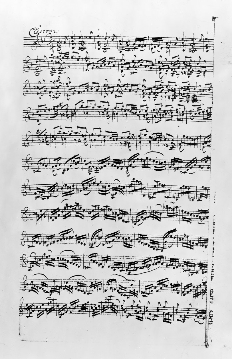 Johann Sebastian Bach (1685-1750) „Partita in d-moll hegedűre” másolata alkotó: Anna Magdalena Bach