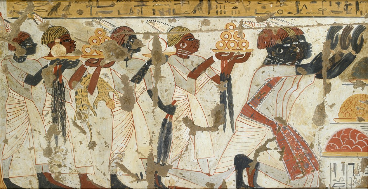Falfestmény másolata Huy 40. magánsírjából, Théba I,1, 75-78, XX. alkotó: Anna