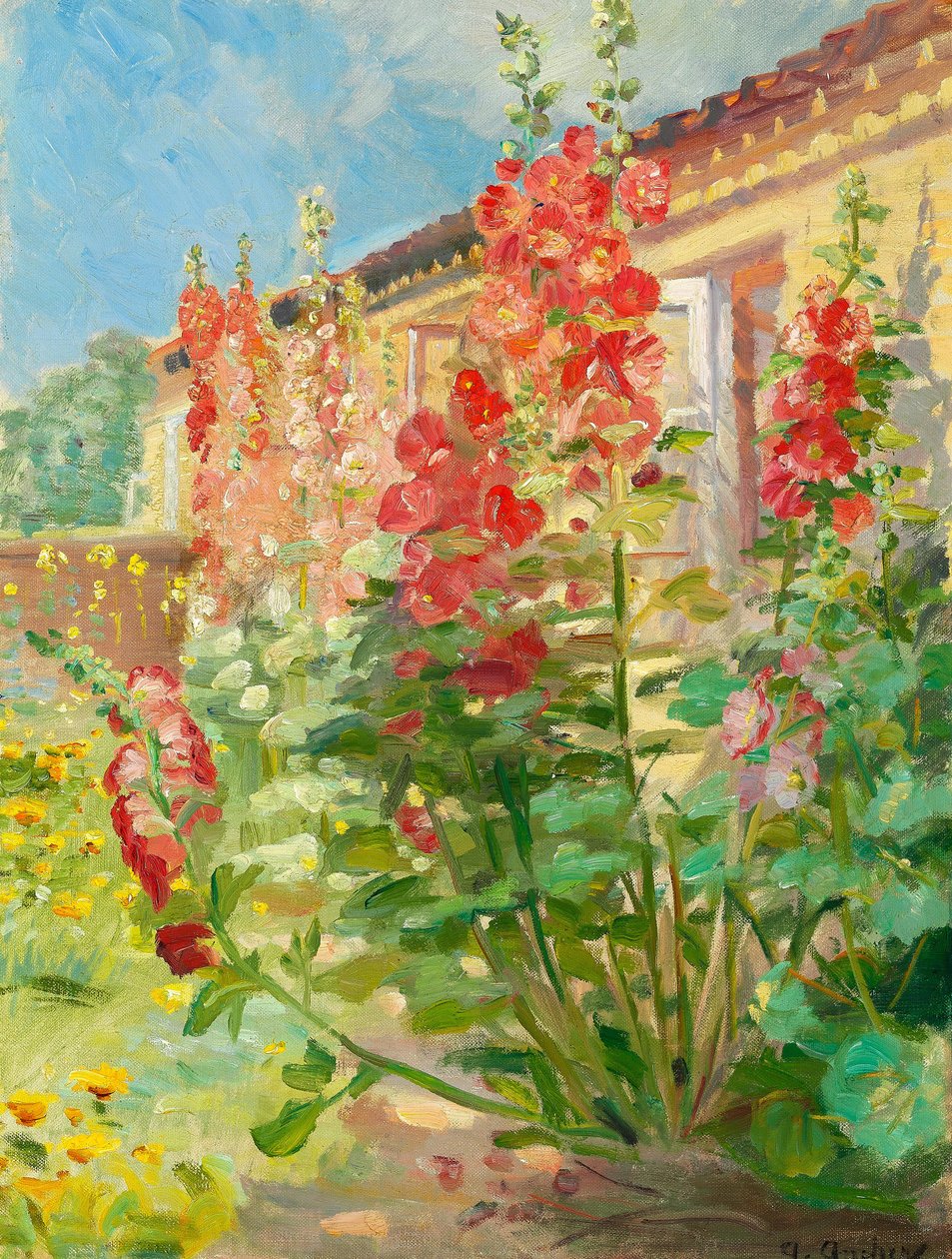 Vörös magyalok a skageni Markvejben, az Ancher család kertjében. alkotó: Anna Ancher