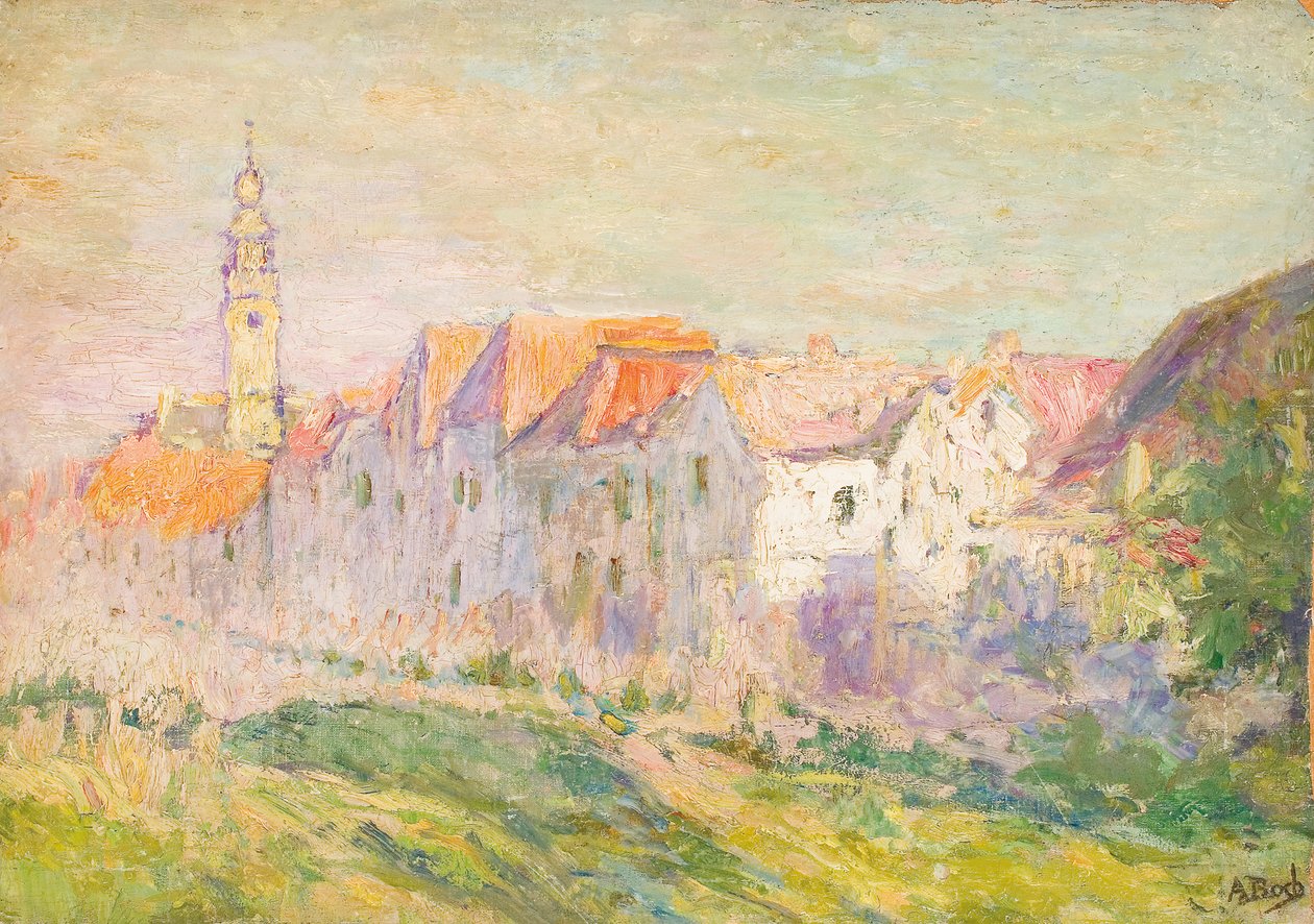 A kilátás Verre-ről, Zeeland, 1906 körül (olaj, vászon a fedélzeten) alkotó: Anna Boch
