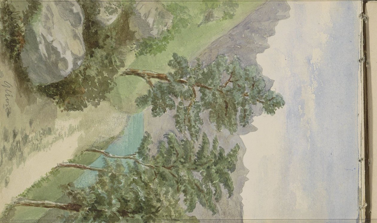 Hegyi táj vízzel Glionban alkotó: Anna Catharina Maria van Eeghen (possibly)