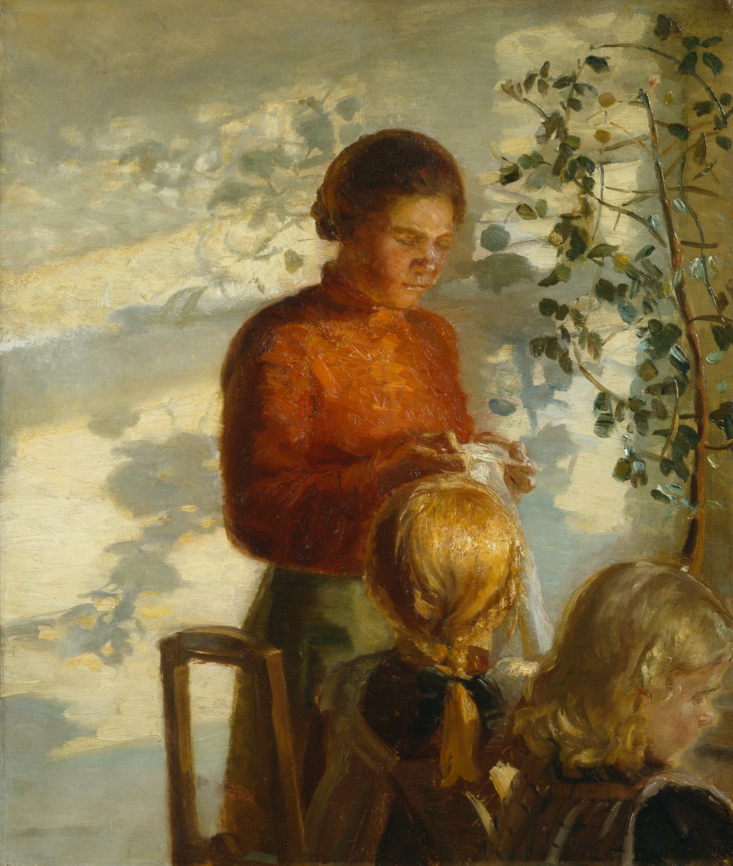 Kislányoknak varrni tanít, 1910 körül (festmény) alkotó: Anna Kirstine Ancher