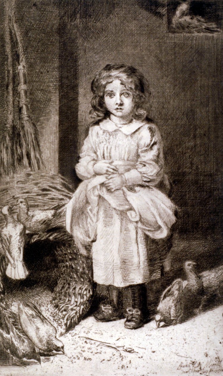 "Kis lányok etetik a galambokat", 1888 alkotó: Anna Lea Merritt