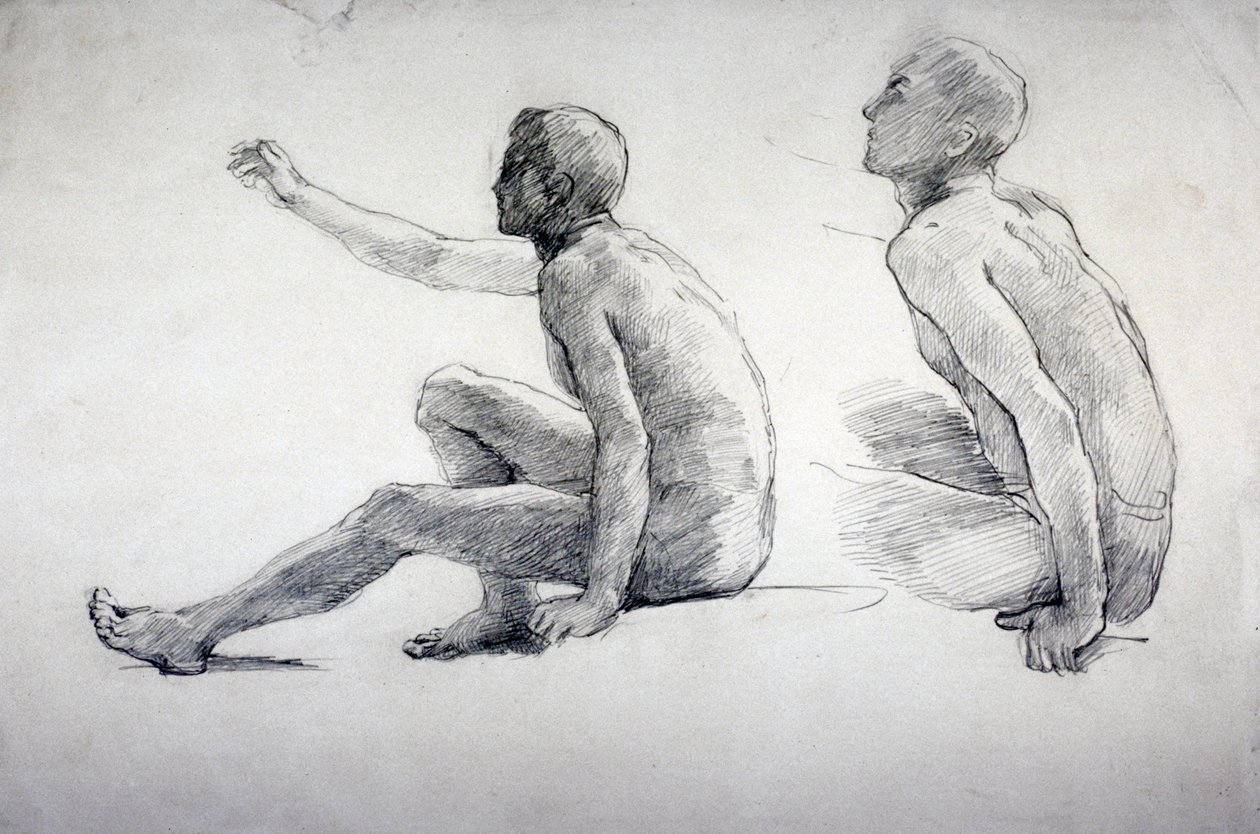 „Két tanulmány egy ülő férfi aktról”, 1864-1930 alkotó: Anna Lea Merritt