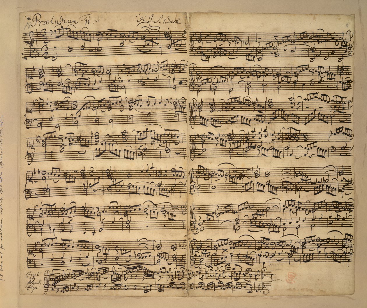 Add hozzá MS 35021, f.8r, F-dúr előjáték, Das Wohltemperierte Clavier, 2. könyv, Johann Sebastian Bach alkotó: Anna Magdalena Bach