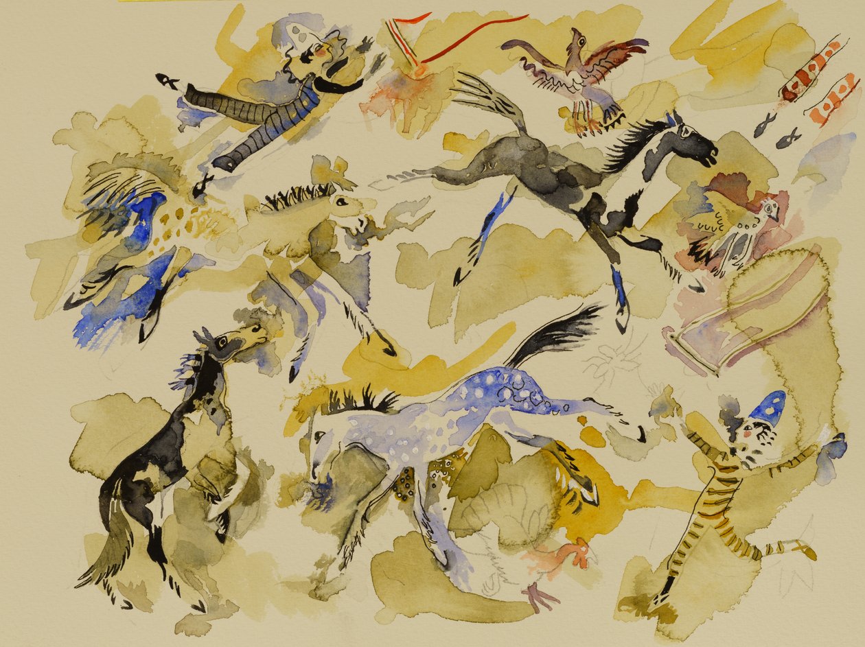 Ló és bohócok, 2023 (akvarell) alkotó: Anna Pugh