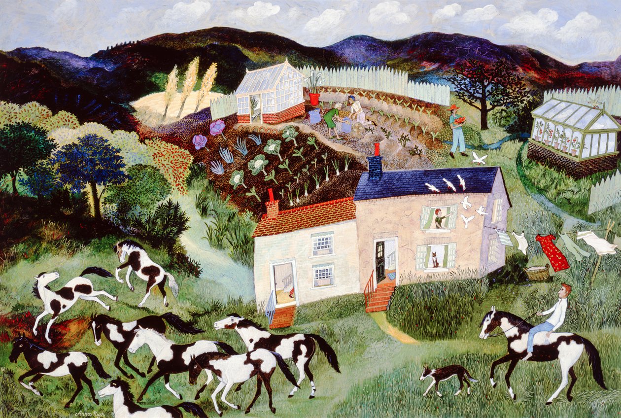 Burgonyaszedés, 2001 (akril) alkotó: Anna Pugh