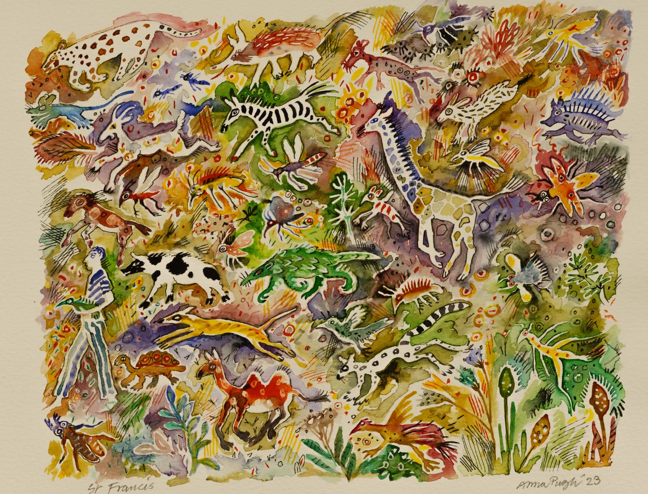Szent Ferenc, 2023 (akvarell) alkotó: Anna Pugh