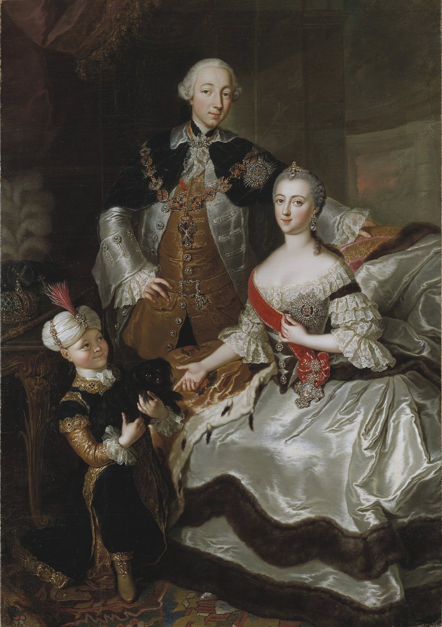 Pierre III Fiodorovitch, Empereur de Russie et Catherine Alekseivna (II. Katalin) – Pjotr Fjodorovics nagyherceg és Katalin Alekszejevna nagyhercegnő portréja, Lisiewska, Anna Rosina (1713-1783) alkotása. Olajfestmény alkotó: Anna Rosina Lisiewska