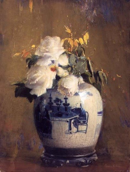 Fehér rózsák, 1922 előtt (akvarell kartonra) alkotó: Anna S. Fisher