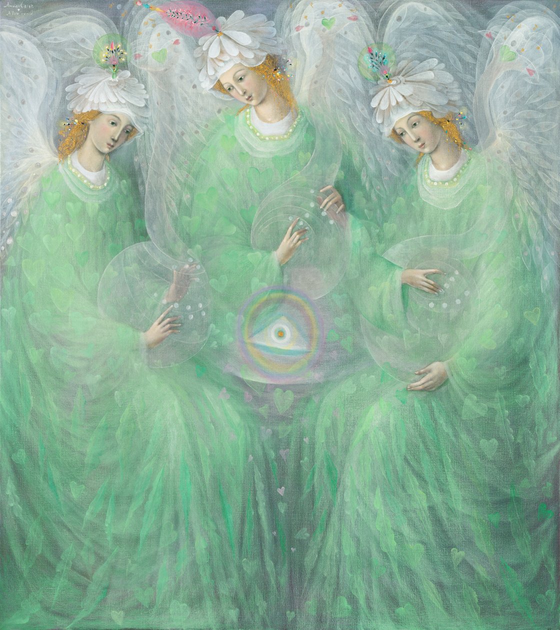 A tavasz kinyilatkoztatása (diptichon), bal oldali tábla, 2012 (olaj, belga vászon) alkotó: Annael Anelia Pavlova