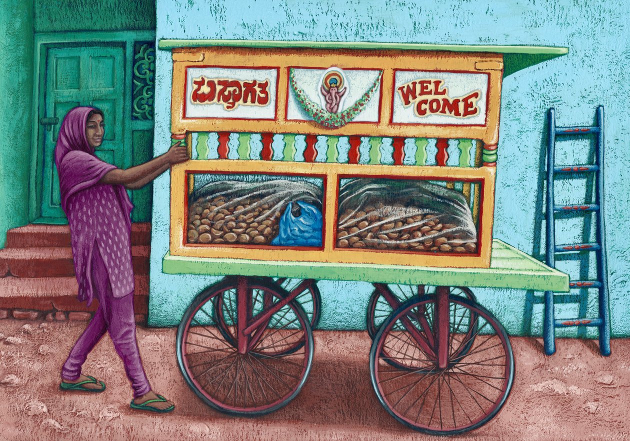 Utcai árus, India, 2019 (gouache) alkotó: Annalisa Morrocco