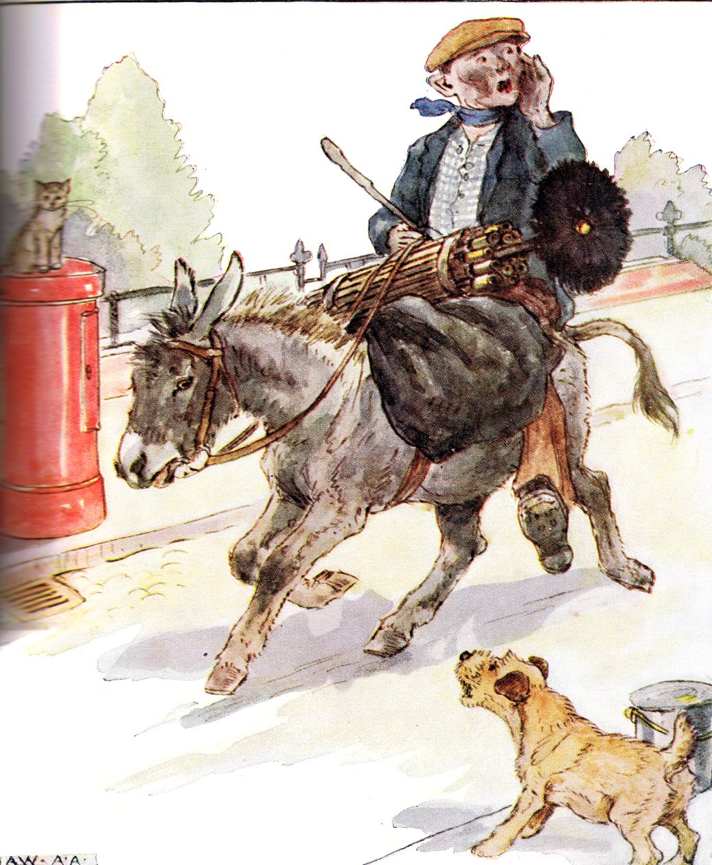 „Új mestert kaptam, egy kéményseprőt”, illusztráció a „The Naughty Neddy Book”-ból, Thomas Nelson und Sons, 1920-as évek alkotó: Anne Anderson
