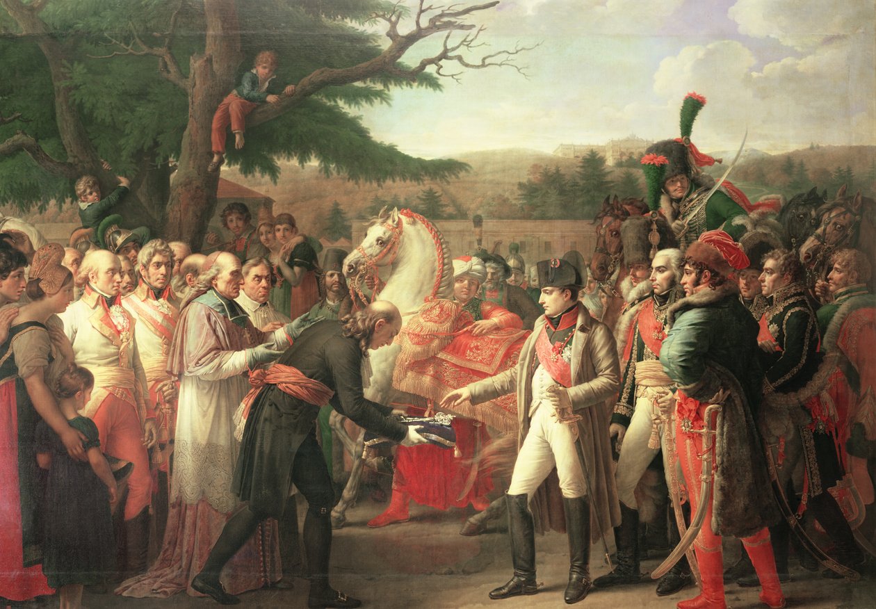 Bonaparte Napóleon (1769-1821) átveszi Bécs kulcsait a Schloss Schonbrunnban, 1805. november 13., 1808. alkotó: Anne Louis Girodet de Roucy Trioson