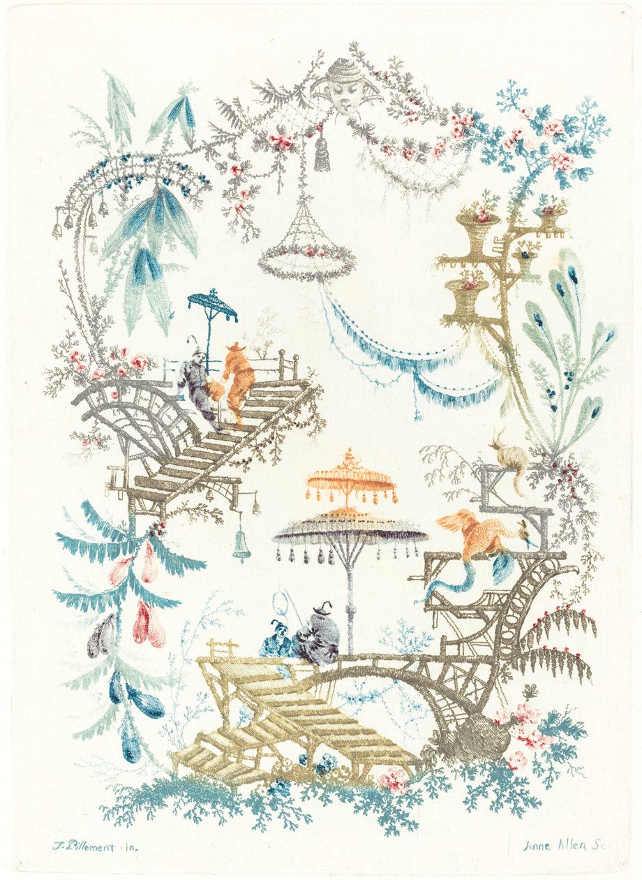 Kínai arabeszk kettős napernyővel, c. 1795. alkotó: Anne Allen