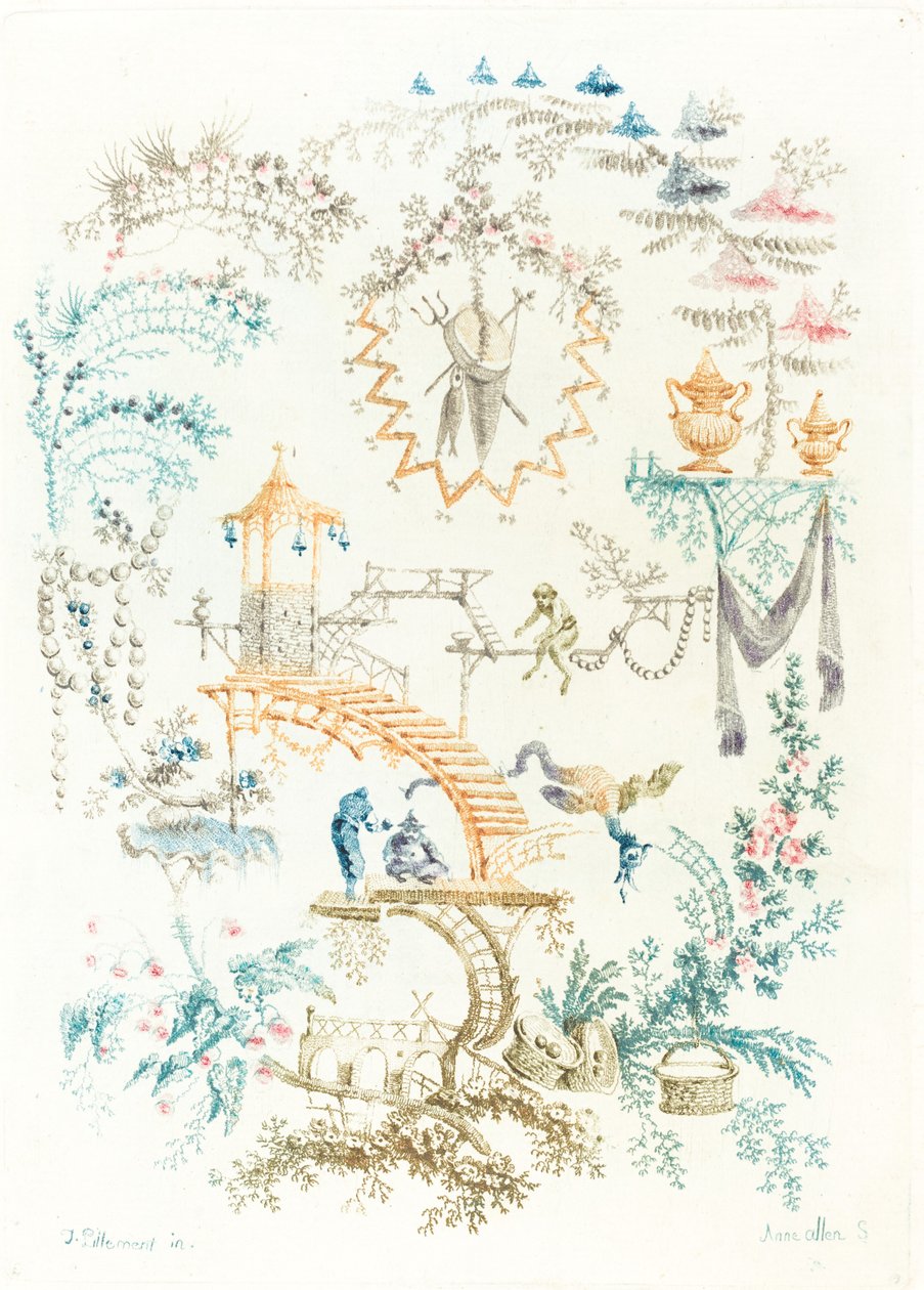 Arabesque egy majommal alkotó: Anne Allen after Jean Baptiste Pillement