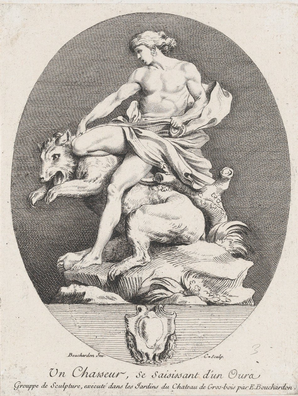 Medvét ragadozó vadász, 1737 alkotó: Anne Claude Philippe de