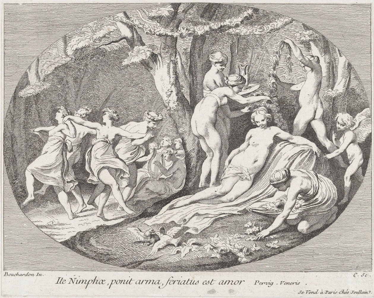 Menjetek nimfák, akik letették a fegyvert, A szerelem pihen!, 1730-60. alkotó: Anne Claude Philippe de Caylus