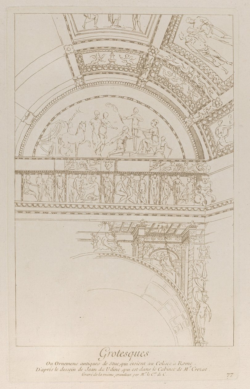Groteszkek: a római Colosseumot díszítő stukkó domborművek részlete, kb. 1729. alkotó: Anne Claude Philippe de Caylus