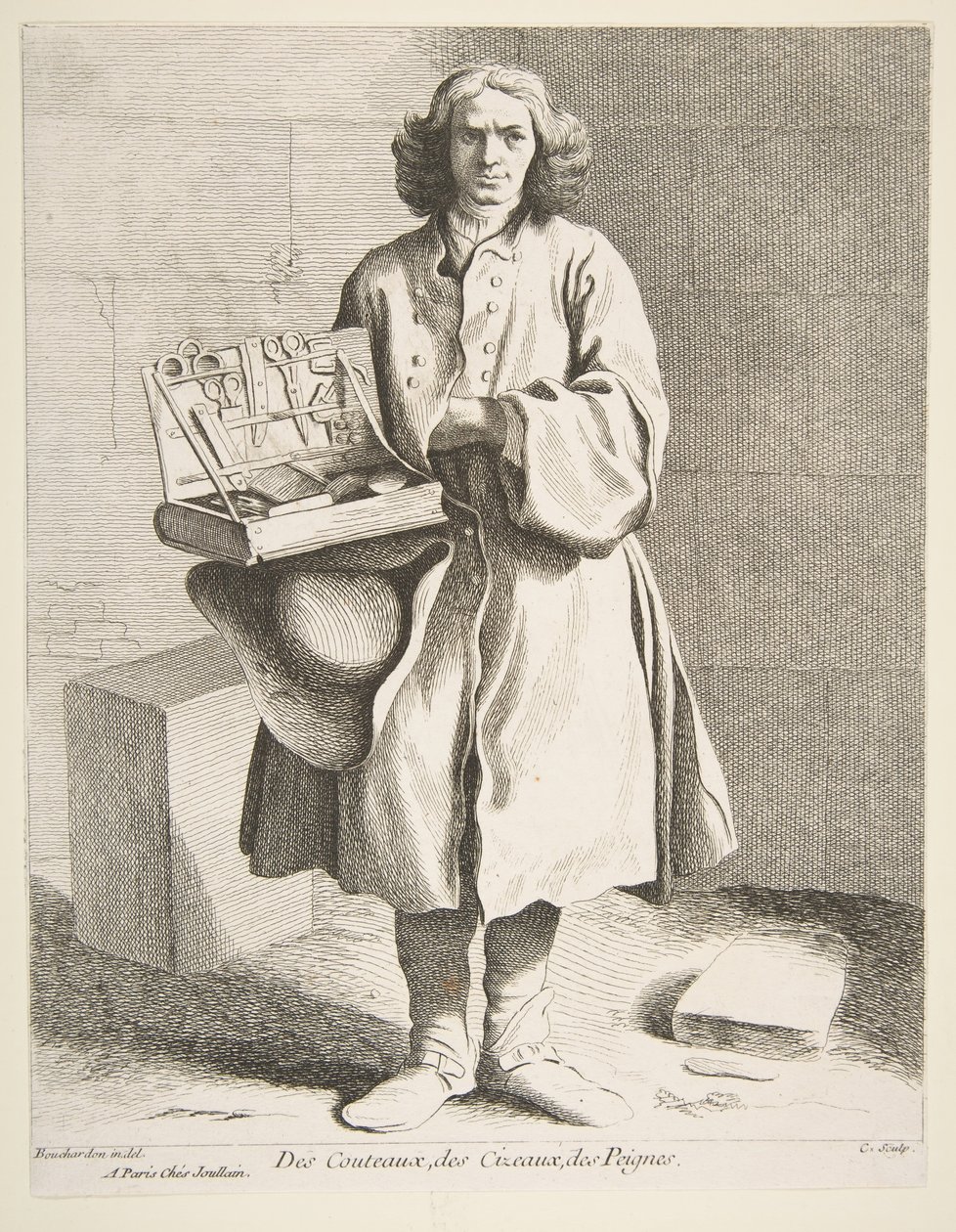 Kések, ollók és fésűk árusa, 1742. alkotó: Anne Claude Philippe de Caylus