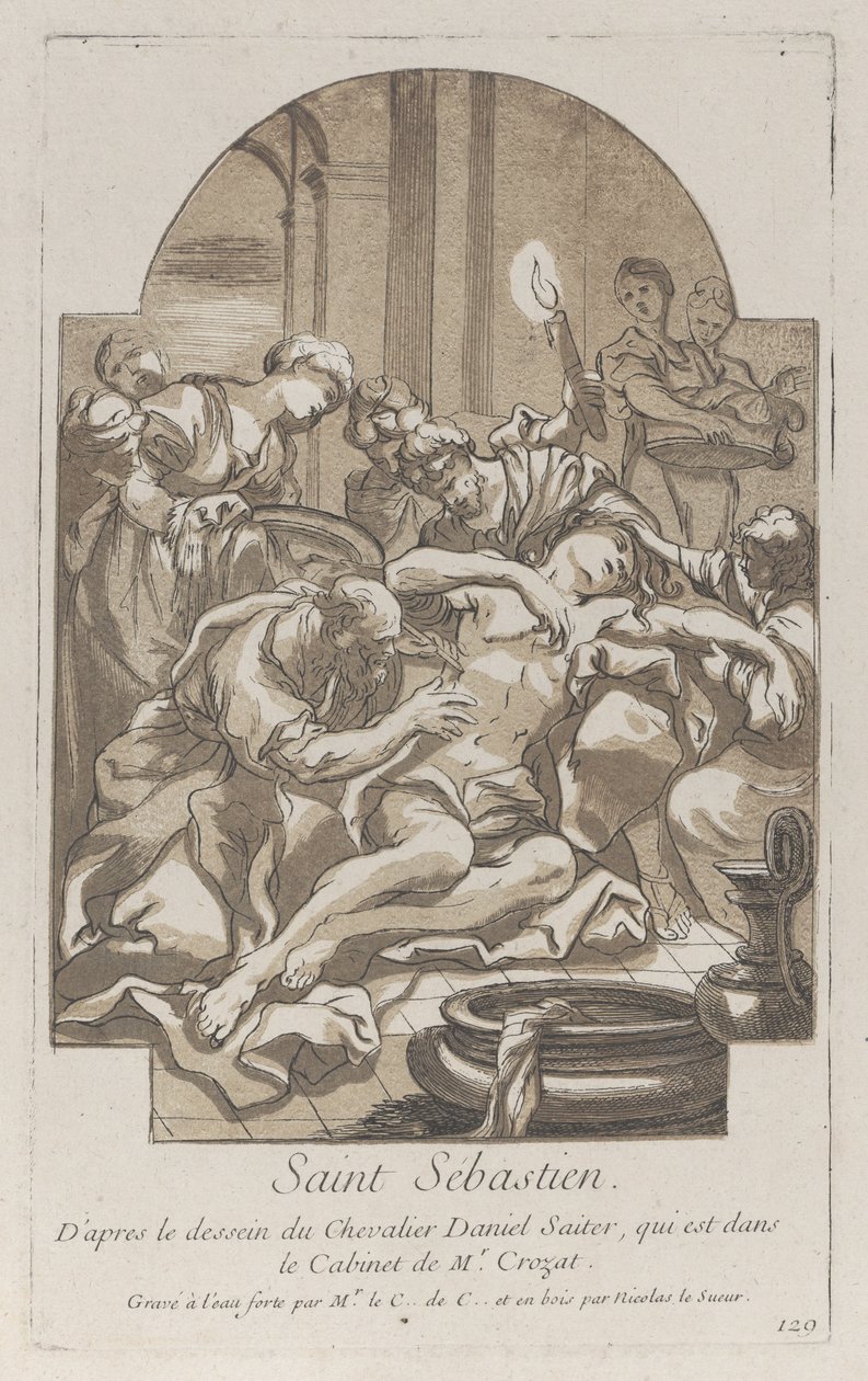 Szent Sebestyén mártíromsága, kb. 1729. alkotó: Anne Claude Philippe de Caylus