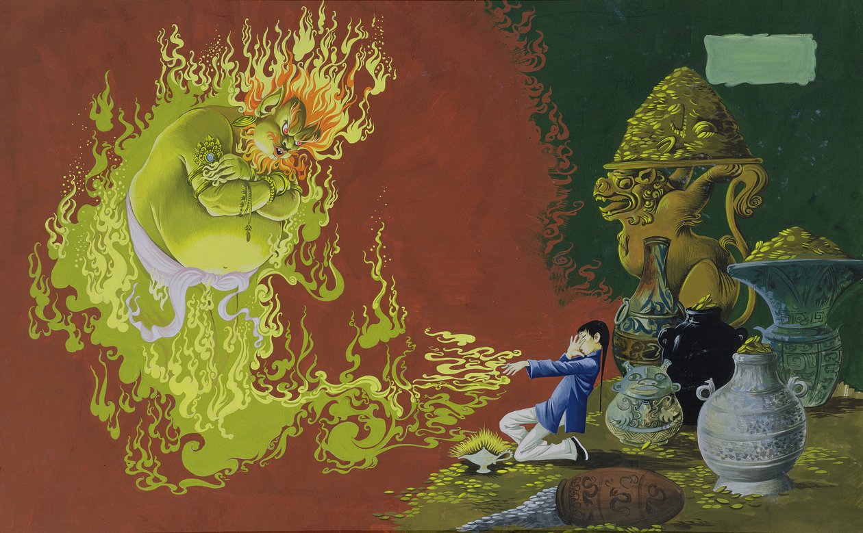 Aladdin, illusztráció: Deans Gold Medal Book of Fairy, Tales Number 2 pub. Dean & Sons Ltd., 1965 (gouache színezett papíron) alkotó: Anne Grahame Johnstone