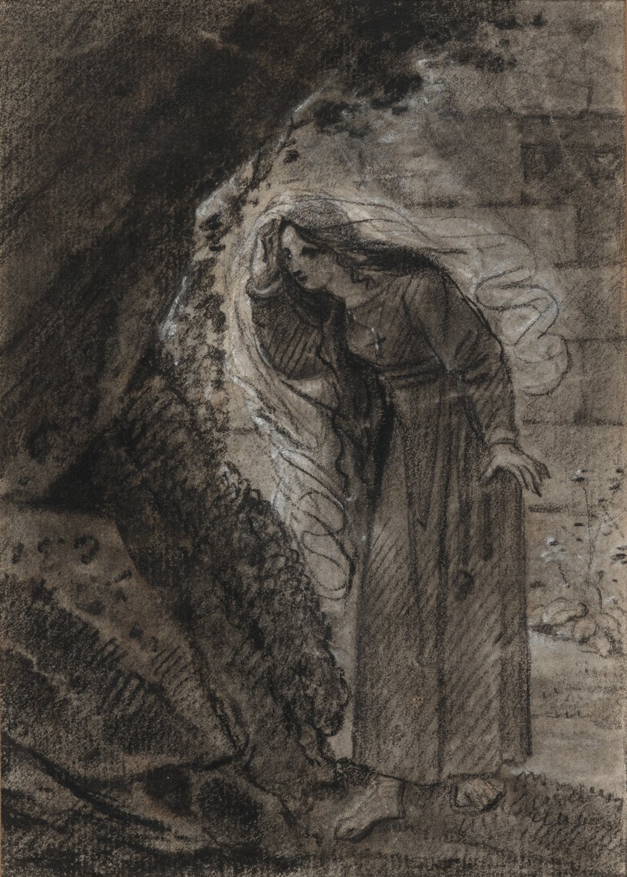Agnès belép a barlangba, 1790-1800 körül (fekete kréta) alkotó: Anne Louis Girodet de Roucy-Trioson