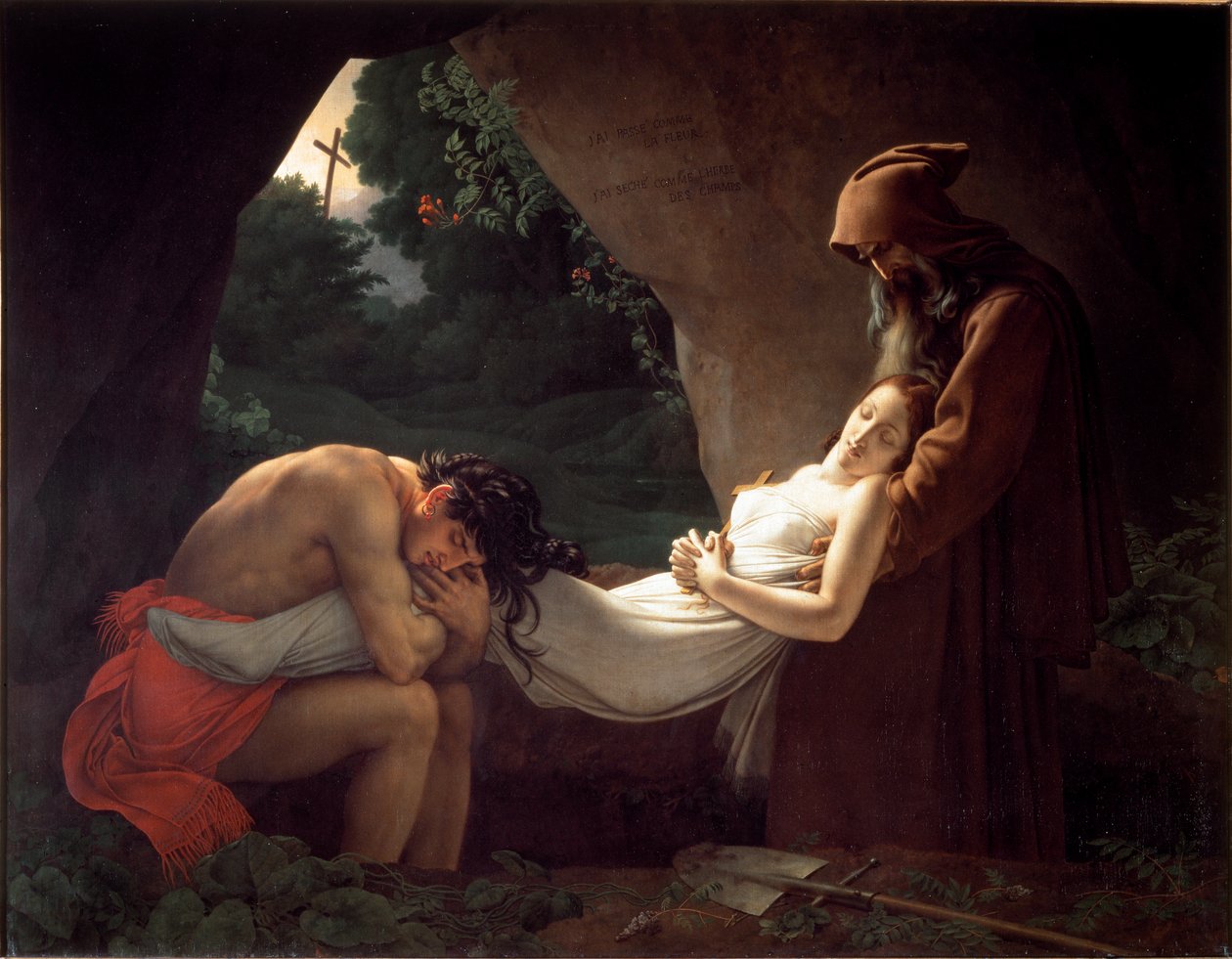 Atala Atala sírjánál vagy temetésén alkotó: Anne Louis Girodet de Roucy Trioson