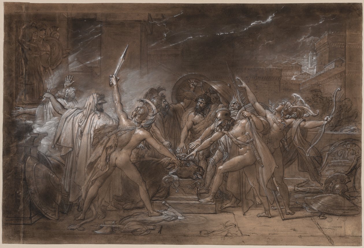 A Hét Főnök Théba elleni esküje c. 1800. alkotó: Anne Louis Girodet de Roucy Trioson
