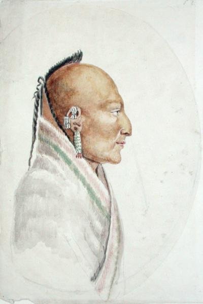Cachasunghia, a Kis Osage főnöke (akvarell papíron) alkotó: Anne Marguerite Hyde de Neuville