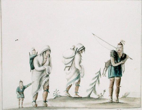 Indiai család, 1807 körül (akvarell, papír) alkotó: Anne Marguerite Hyde de Neuville