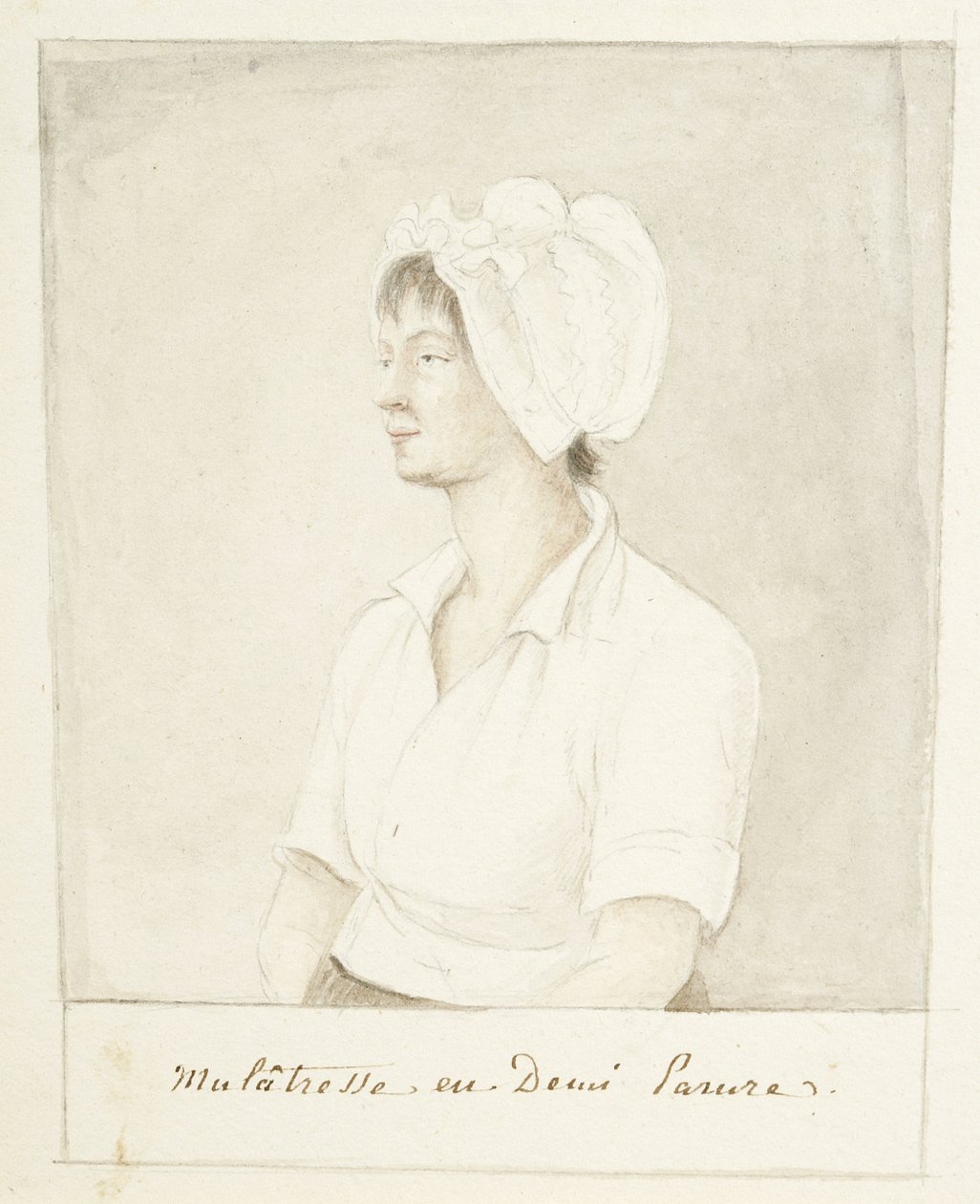 Portré egy mulatt lányról, dátum nélkül (grafit, akvarell és szürkefesték, papír) alkotó: Anne Marguerite Hyde de Neuville