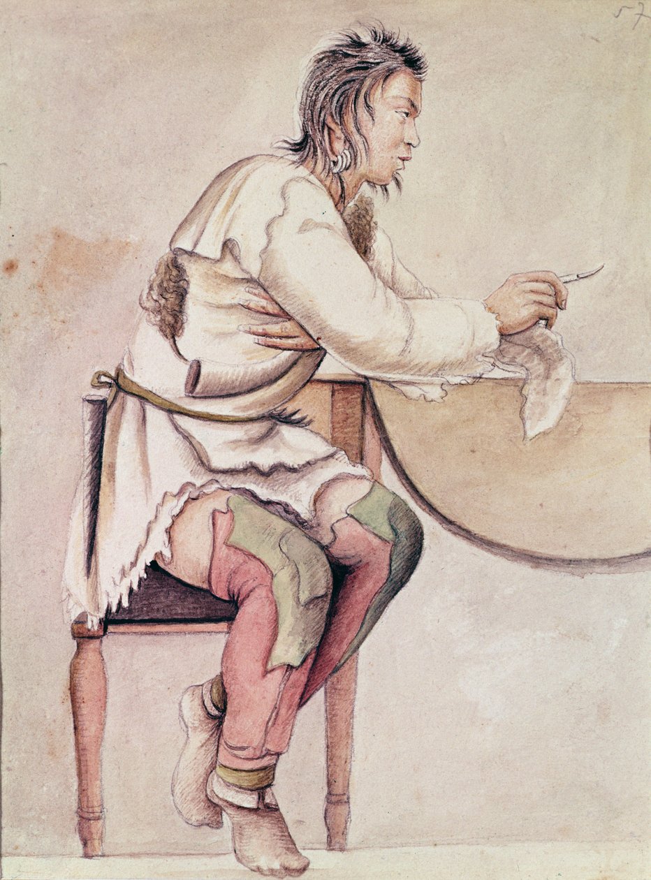 Egy indián portréja (vörös kabát) (akvarell papíron) alkotó: Anne Marguerite Hyde de Neuville