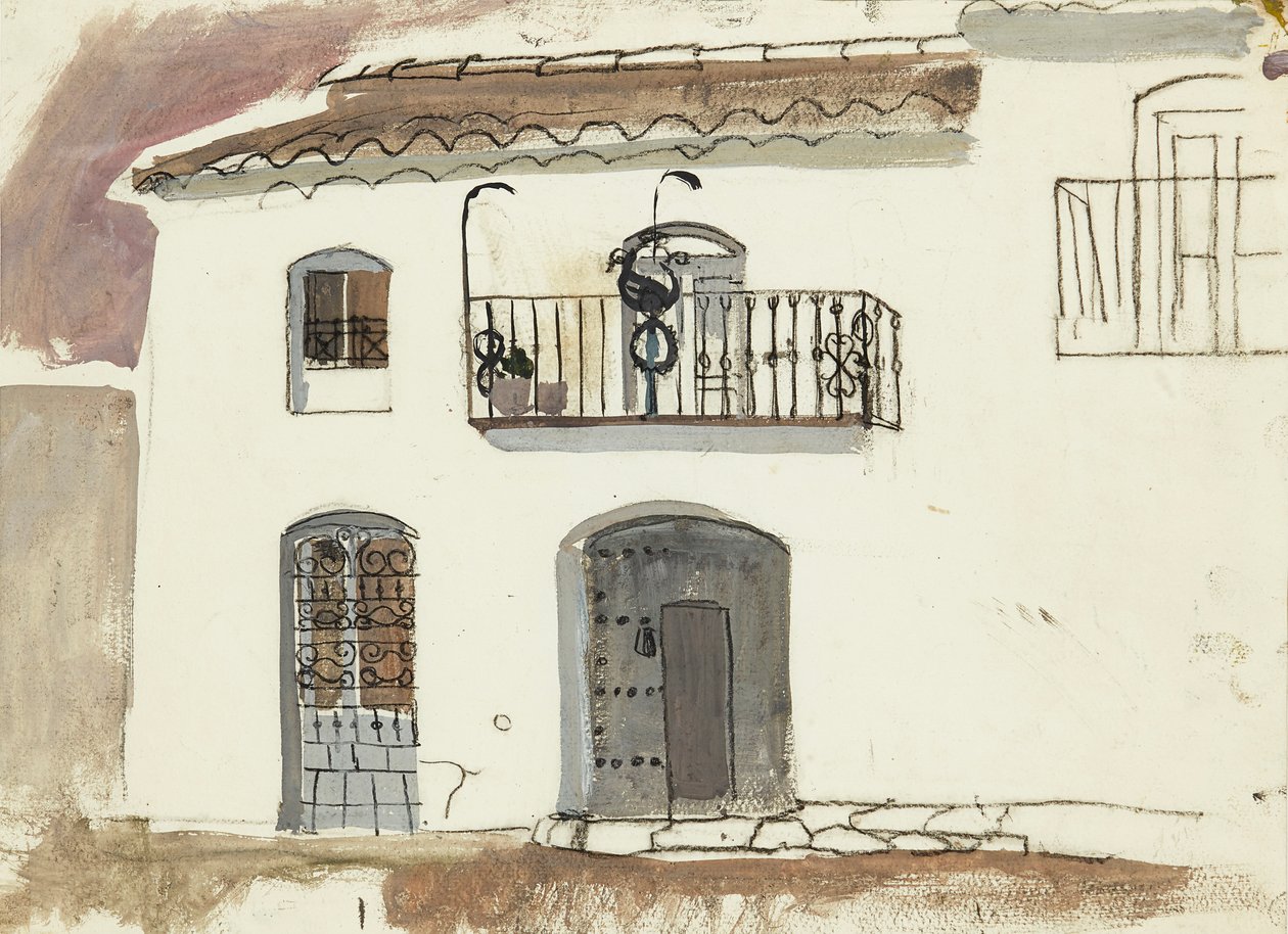 Spanyol ház (kréta és gouache) alkotó: Anne Redpath