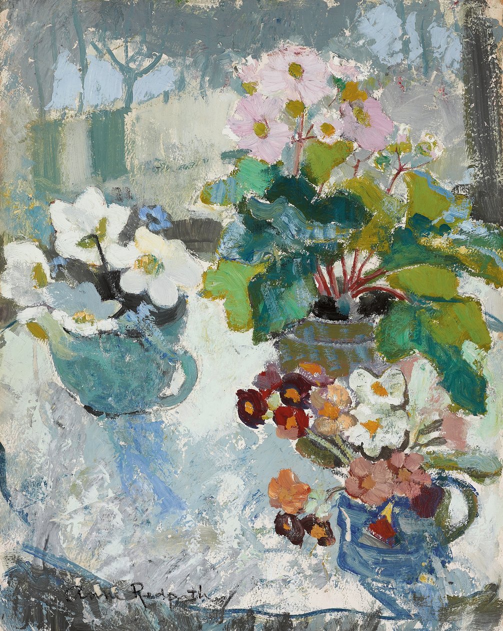 Első virágok, c. 1947 (olaj a fedélzeten) alkotó: Anne Redpath