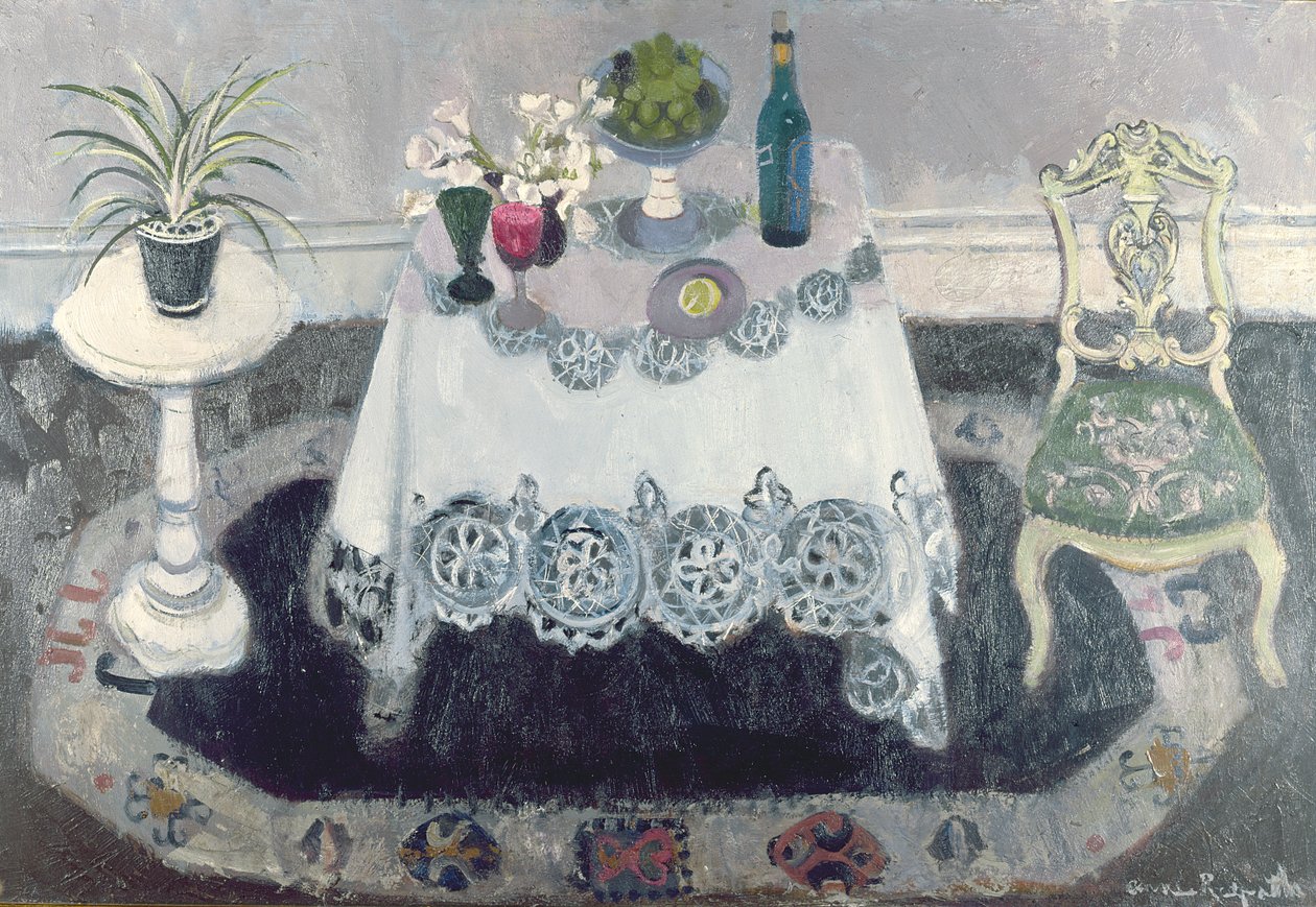 Szürke-fehér belső (olaj, vászon) alkotó: Anne Redpath