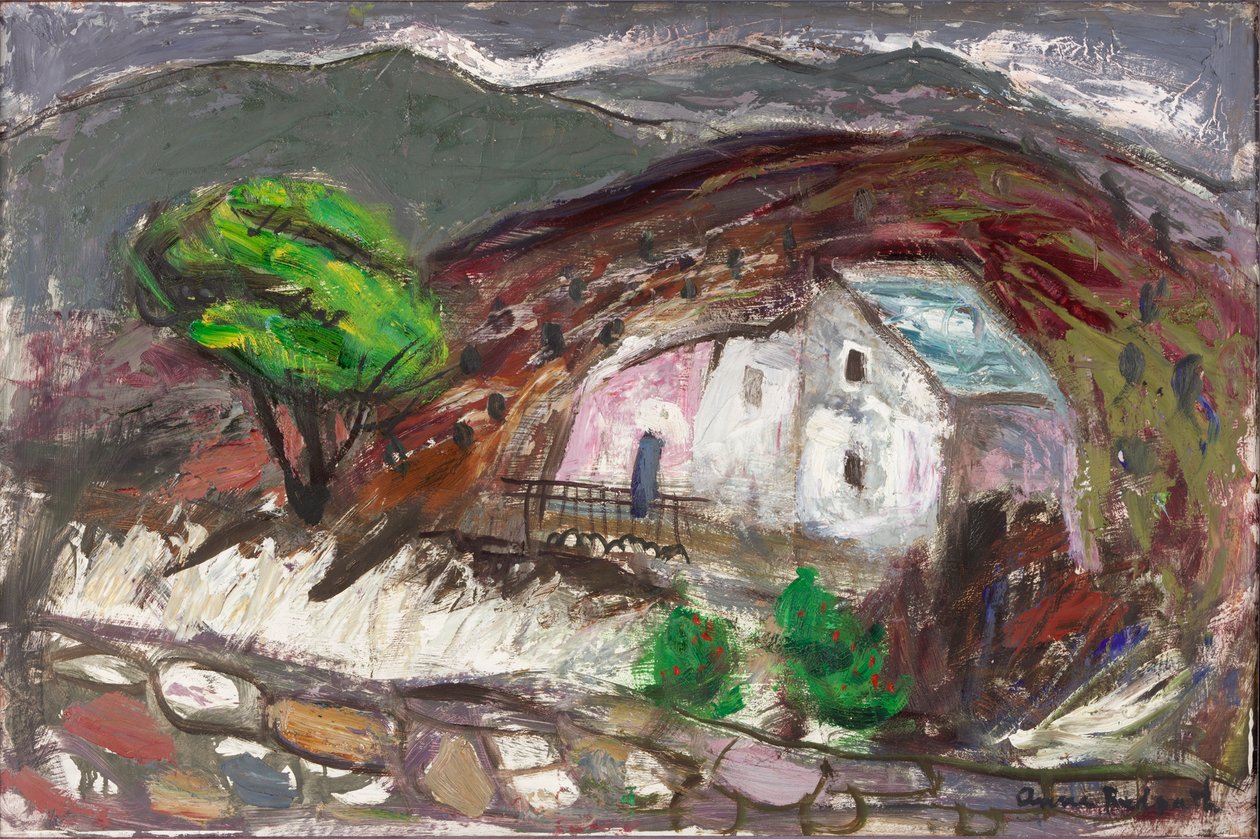 San Martino di Lota völgye, Korzika, 1950-60 körül (olaj a fedélzeten) alkotó: Anne Redpath