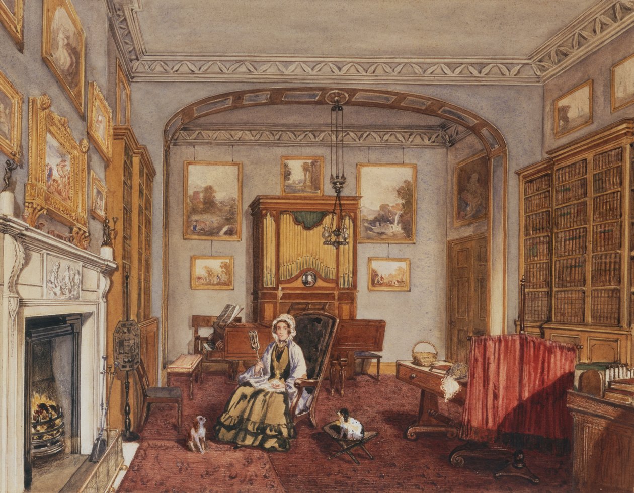 A Boudoir a Northwick Parkban, 1830 körül (ceruza és akvarell) alkotó: Anne Rushout