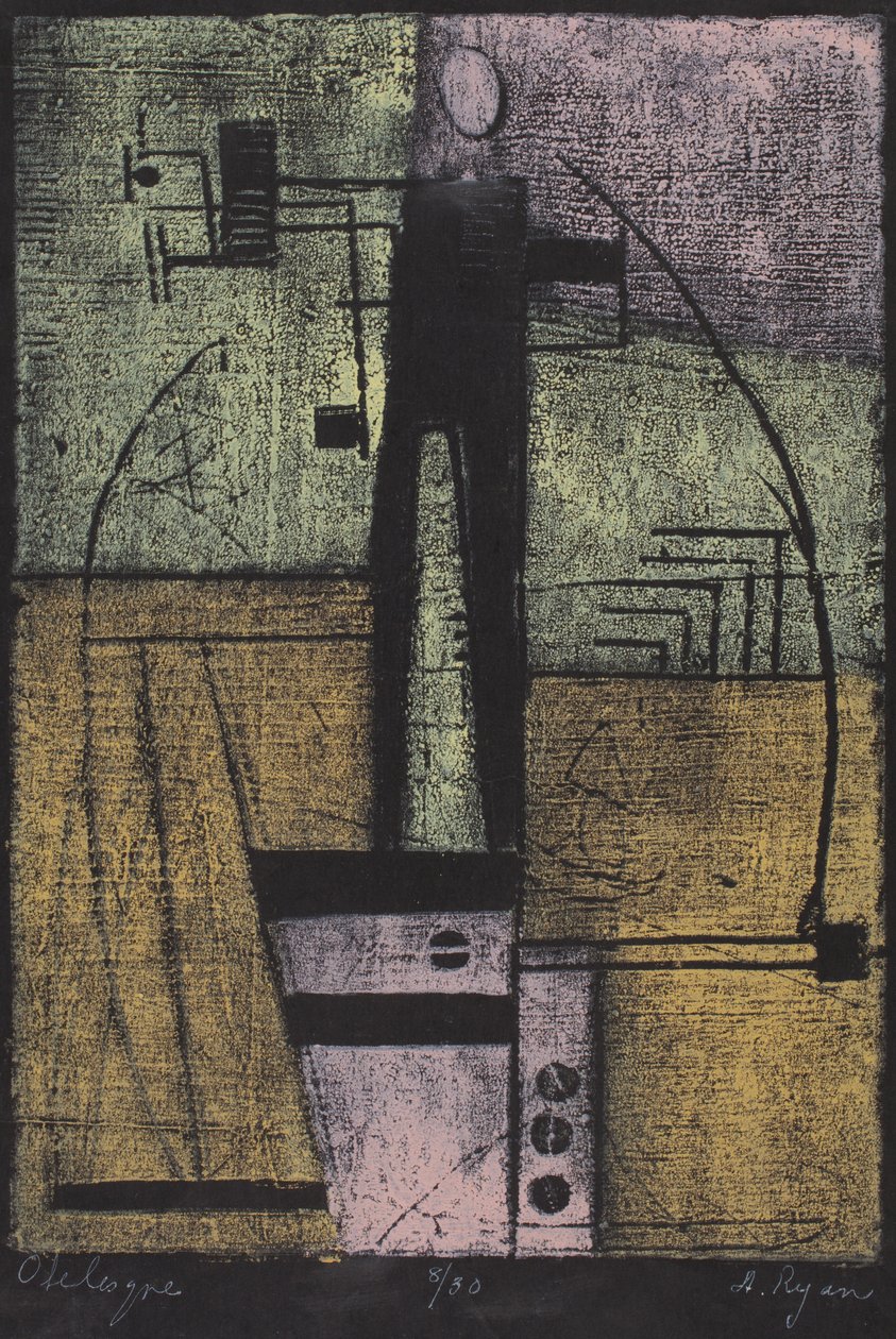Obelisque (színes fametszet) alkotó: Anne Ryan
