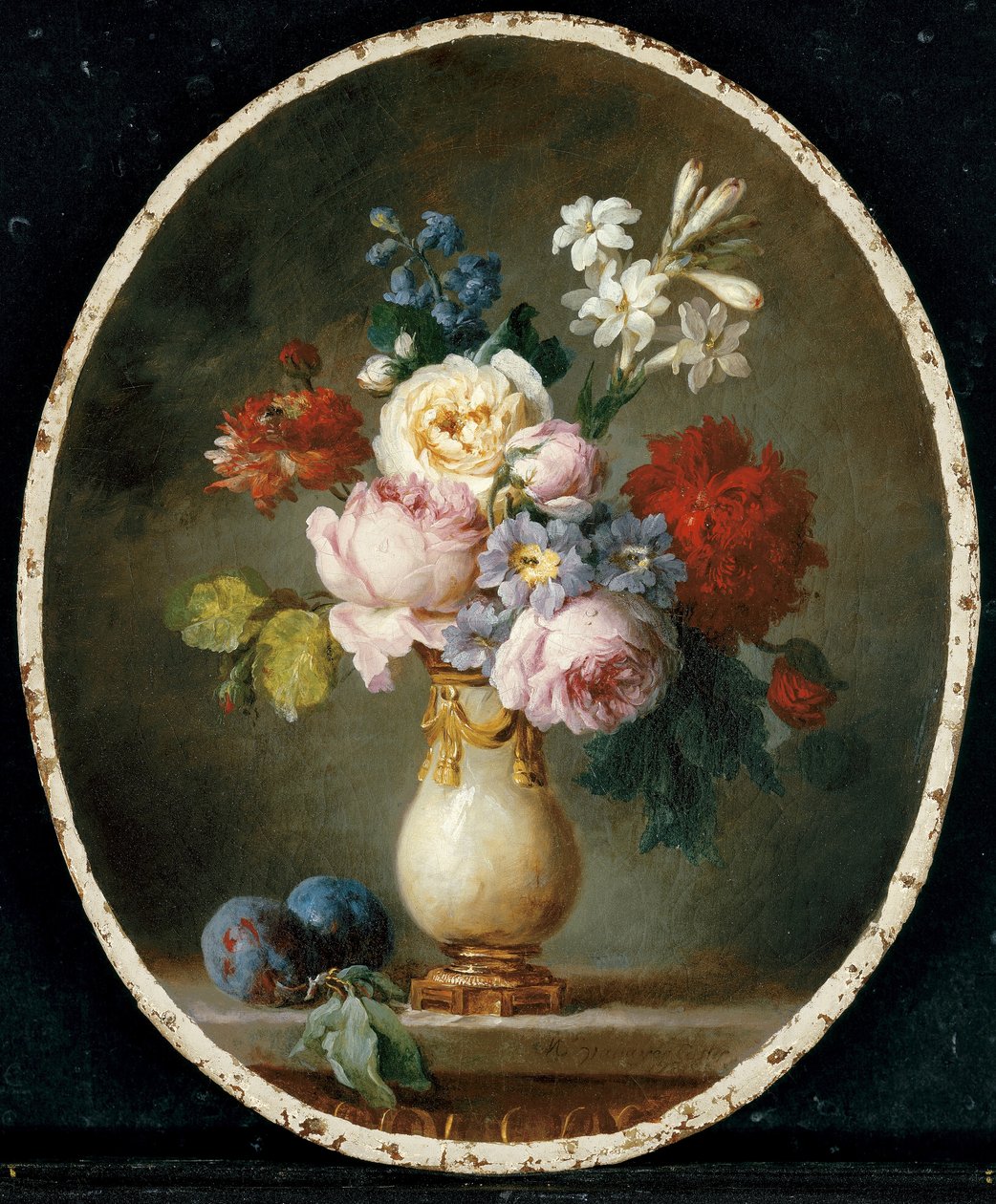 Virágváza és két szilva márvány asztallapon, 1781 alkotó: Anne Vallayer Coster